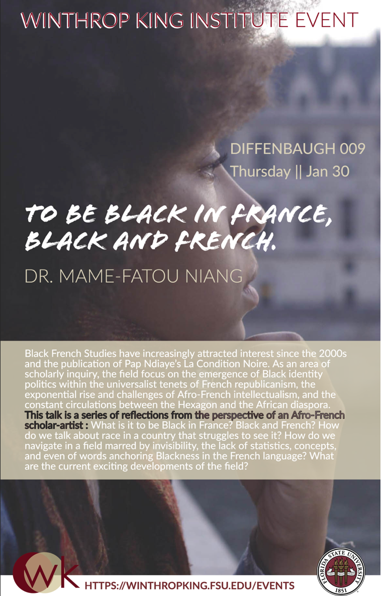 To be Black in France, Black and French. WinthropKing Institute